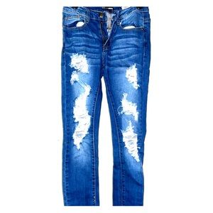 Fashion Nova medium wash distressed skinny jean